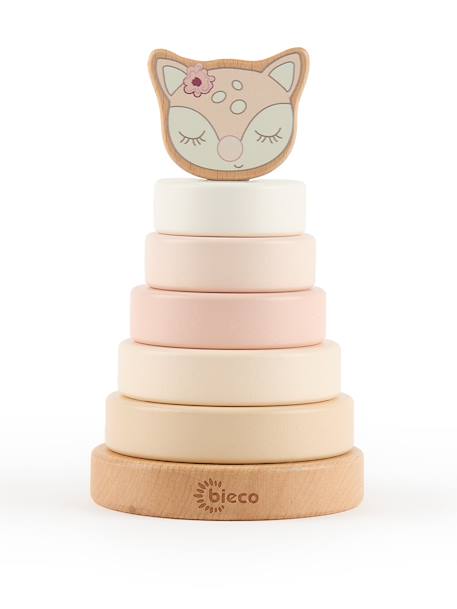 Bieco - Pyramide À Empiler Bois, Tour D'empilage,19cm Faon Ella