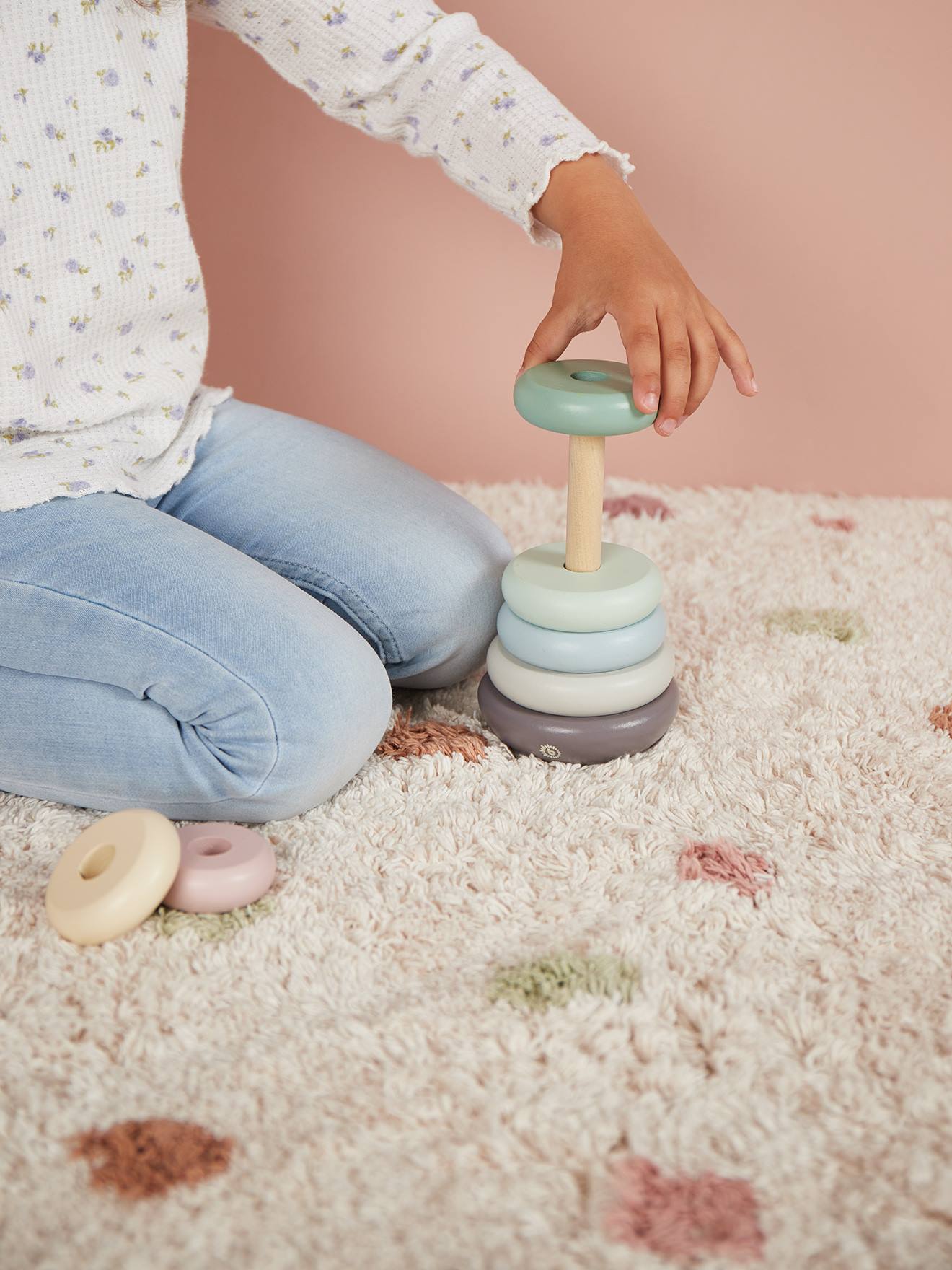 Pyramide À Empiler Bois, Tour D'empilage,19cm Rose (Bieco) - Image 3