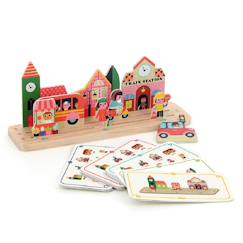 Jeu de logique en bois la ville  - vertbaudet enfant