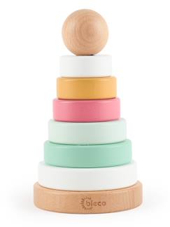 Jouet-Premier âge-Pyramide à empiler bois, tour d'empilage,19cm