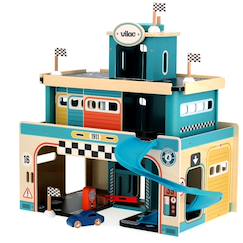 Jouet-Jeux d'imagination-Véhicules, garages, circuits et trains-Garage en bois vintage vilacity