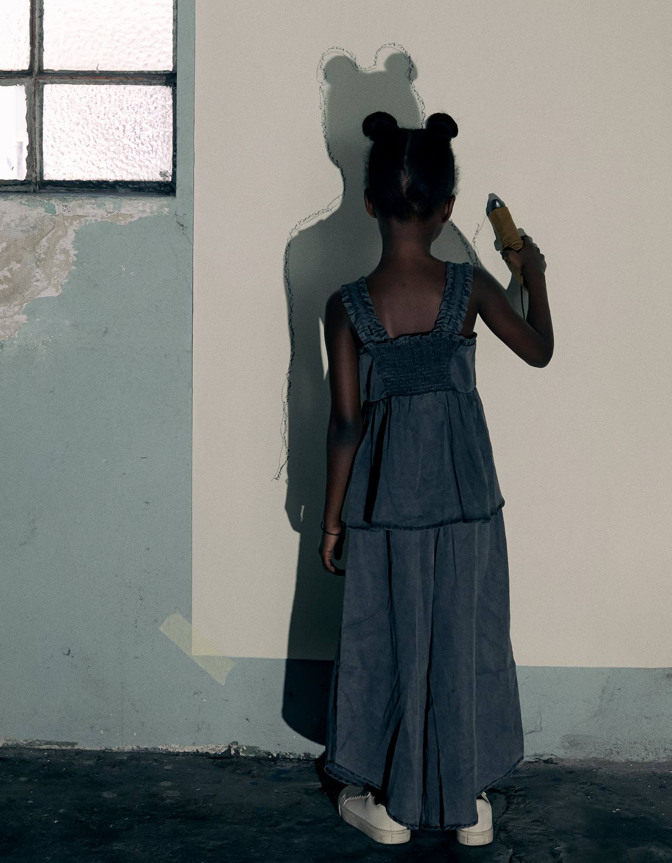 Pantalon Wide Leg Ourlets Diagonaux Gris Foncé