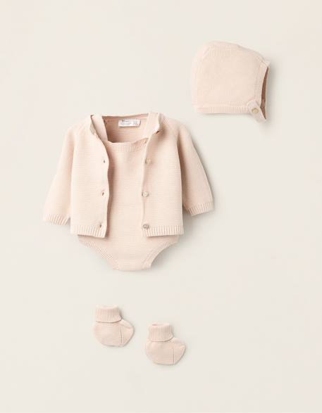 Bébé-Ensemble en maille de 4 pièces en coton
