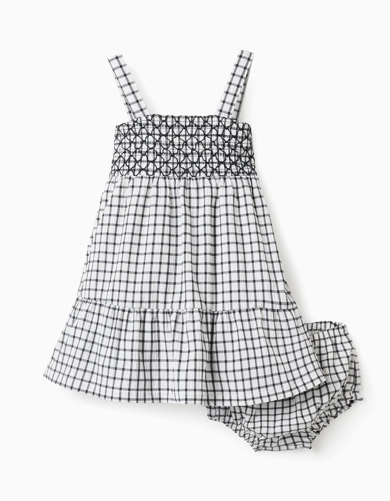 Robe + Bloomer À Motif Vichy Gris Foncé