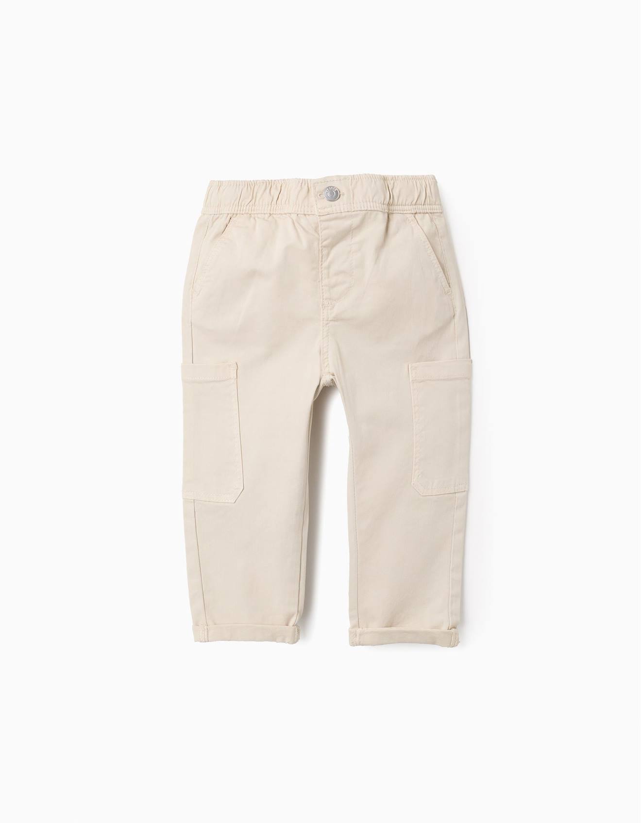 Pantalon Cargo En Sergé Beige Clair