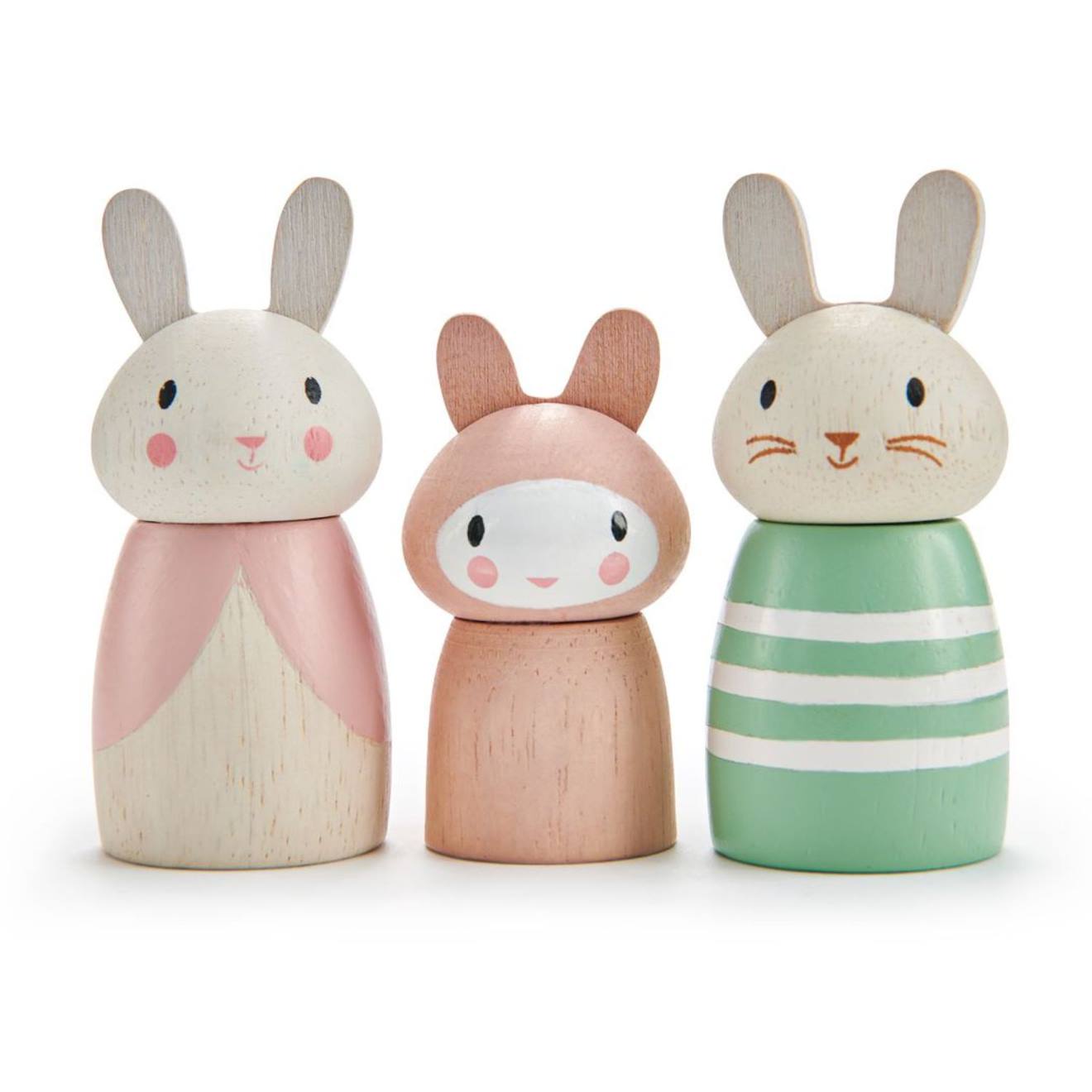 Figurines Famille De Lapin Rose, Vert, Blanc