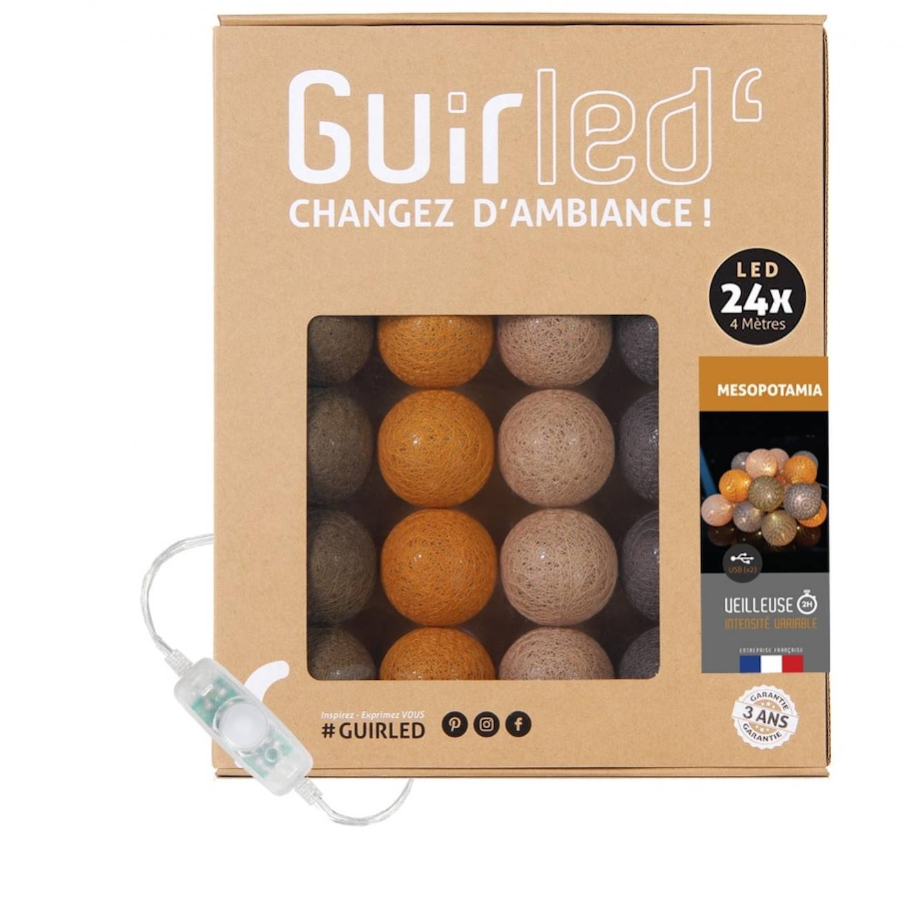 Guirlande Boule Lumineuse Led Usb Veilleuse 2h Messopotamia