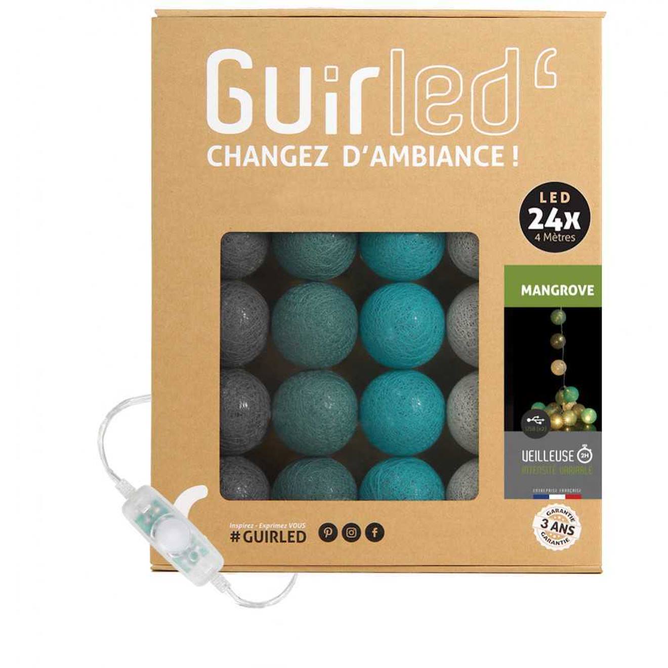 Guirlande Boule Lumineuse Led Usb Veilleuse 2h Mangrove
