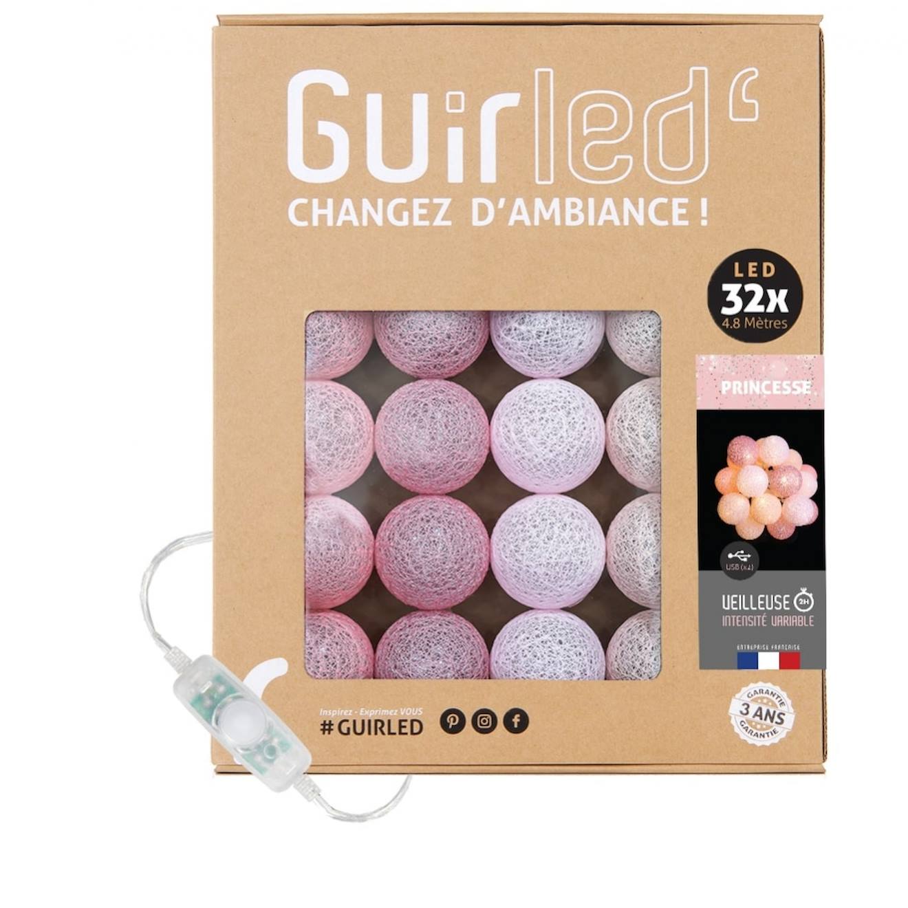 Guirlande Boule Lumineuse Led Usb Veilleuse 2h Princesse