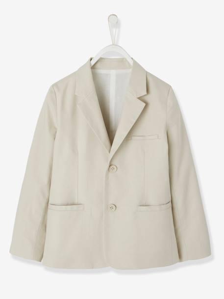 Veste De Ceremonie Garcon Coton Lin Beige Vertbaudet