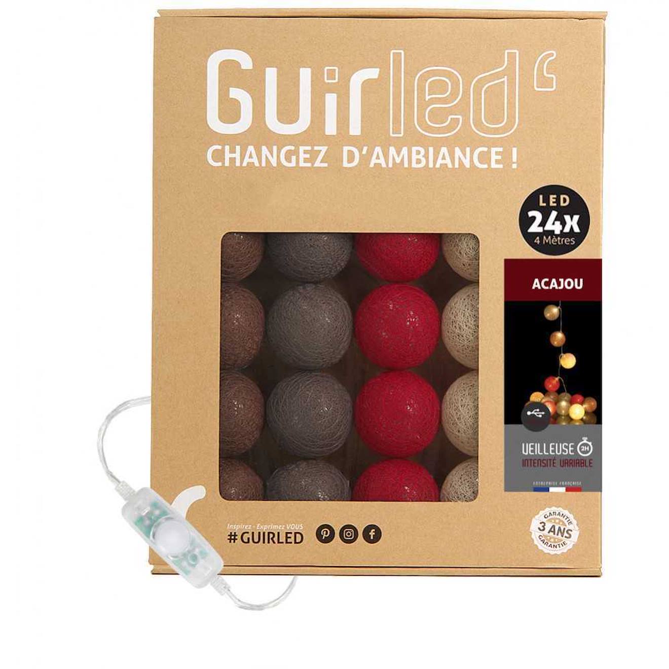 Guirlande Boule Lumineuse Led Usb Veilleuse 2h Acajou