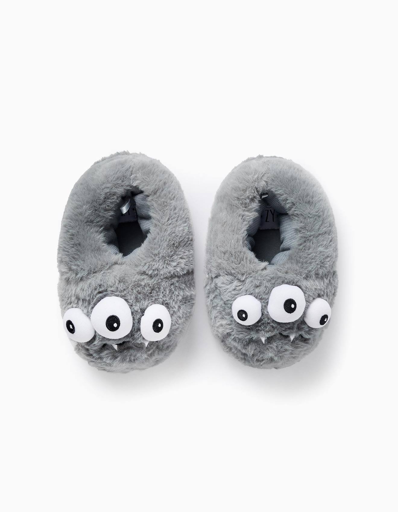 Pantoufles En Peluche Gris