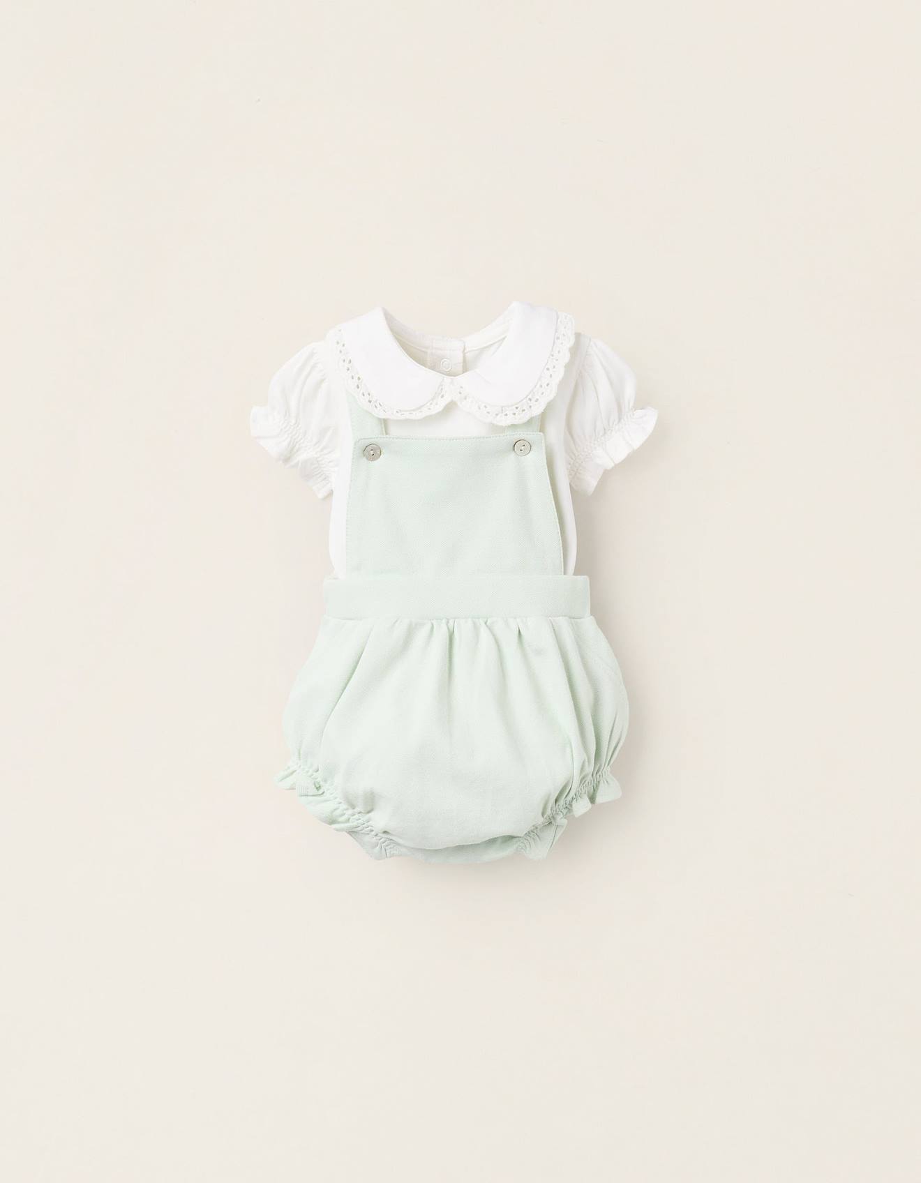 Body + Combi-short En Piqué Avec Volants Vert Clair