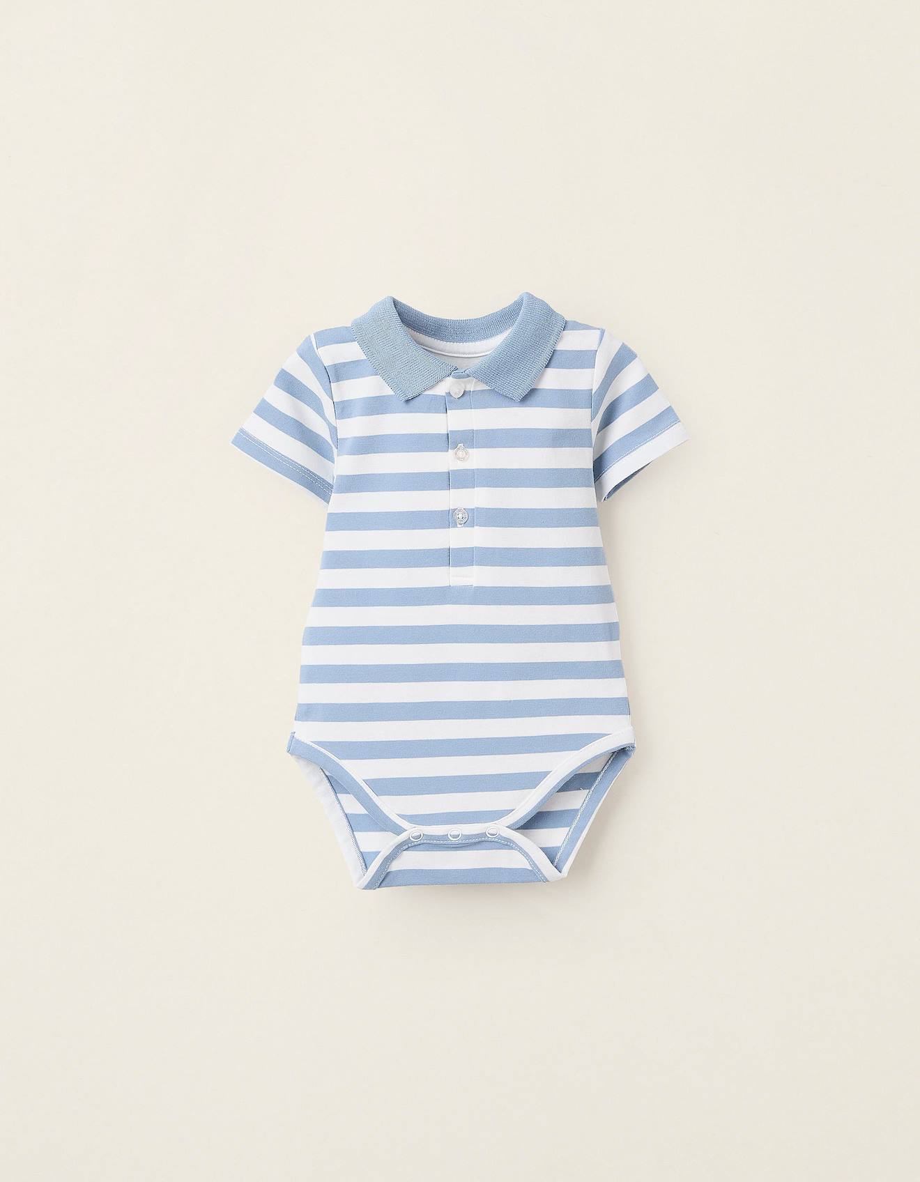 Body-polo À Rayures Avec Col Côtelé Blanc