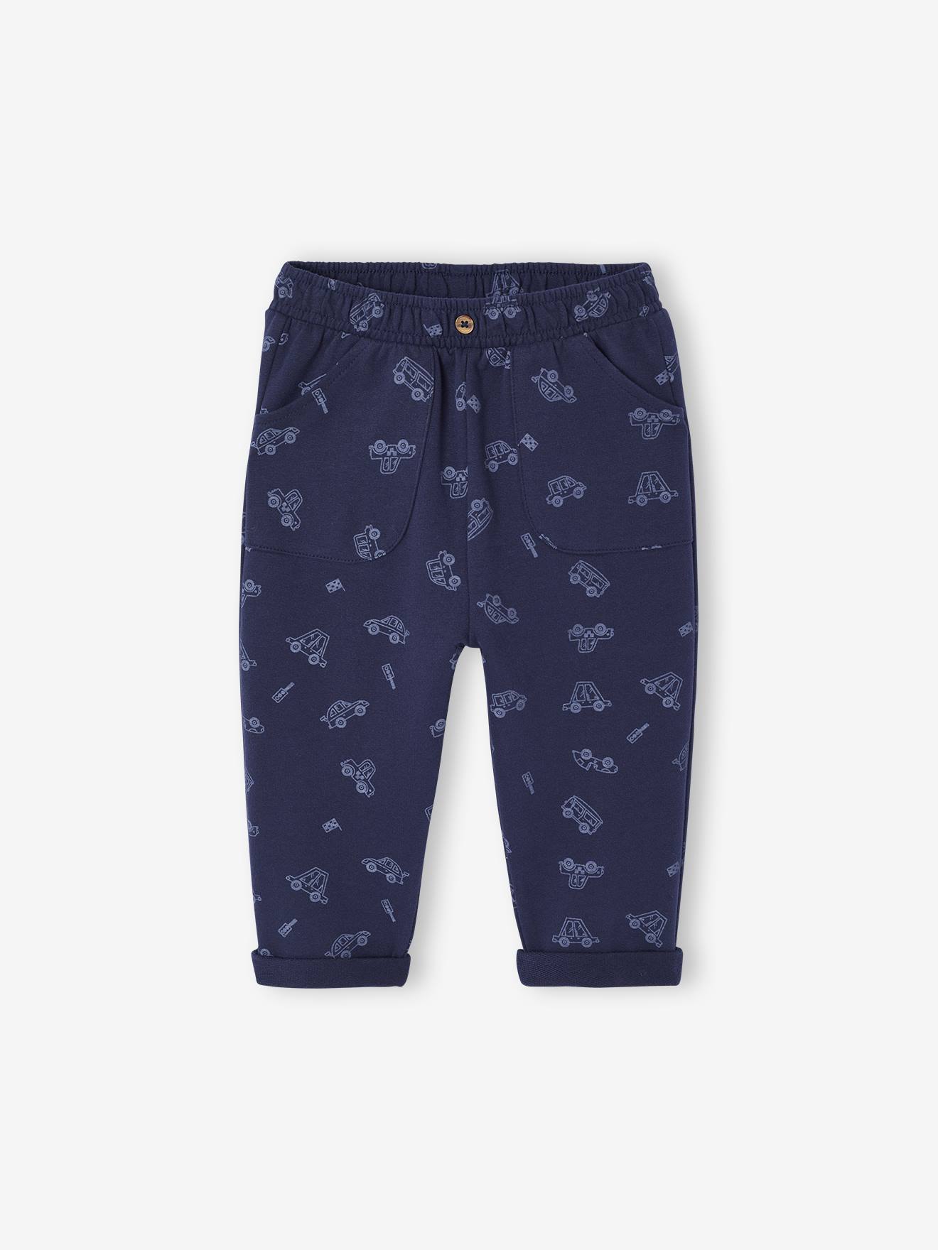 Pantalon bébé molleton imprimé bleu nuit