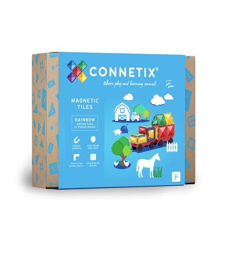 Connetix - Jeu De Construction Magnétique Arc-en-ciel Pack De Mouvement, 24 Pièces Arc-en-ciel