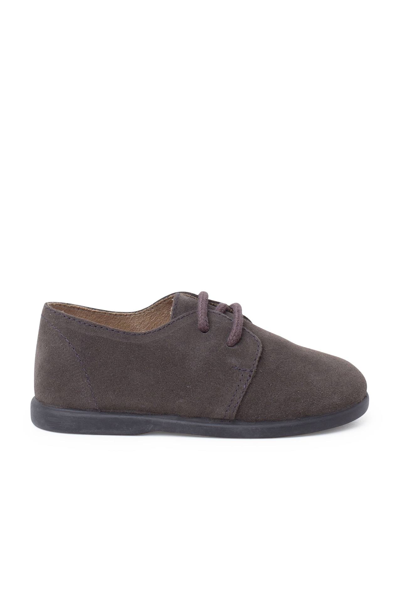 Derbies Suède Lacets Garçon Semelle Fine Gris