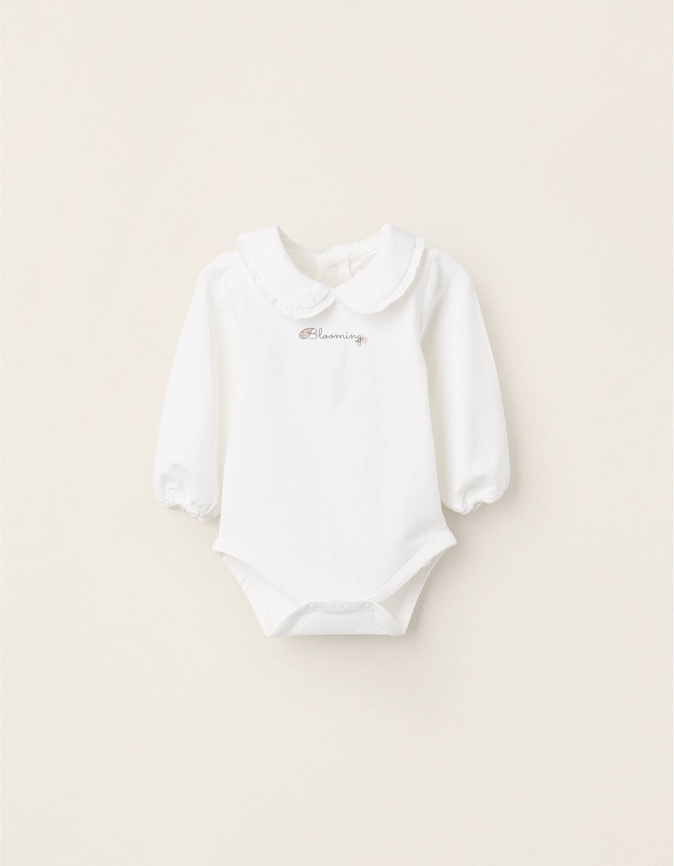 Body Avec Col Claudine Et Volants Blanc