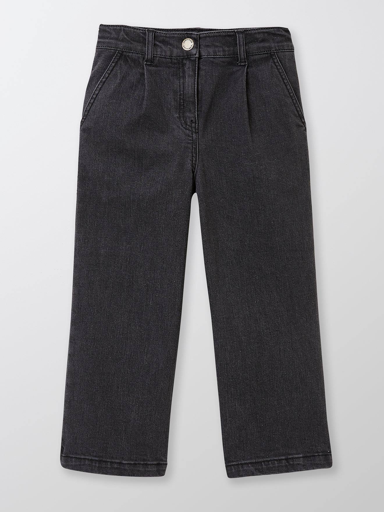 Pantalon Large En Denim Gris Delave