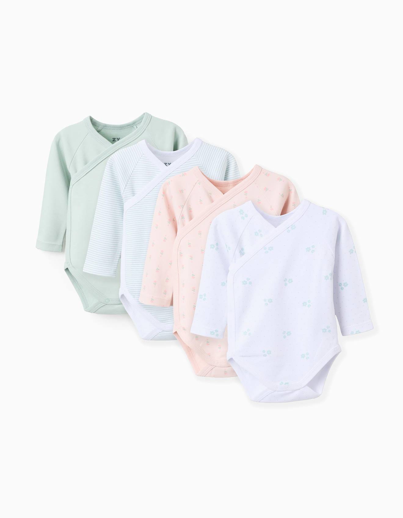 Lot De 4 Bodies Croisés Flowers Multicolore