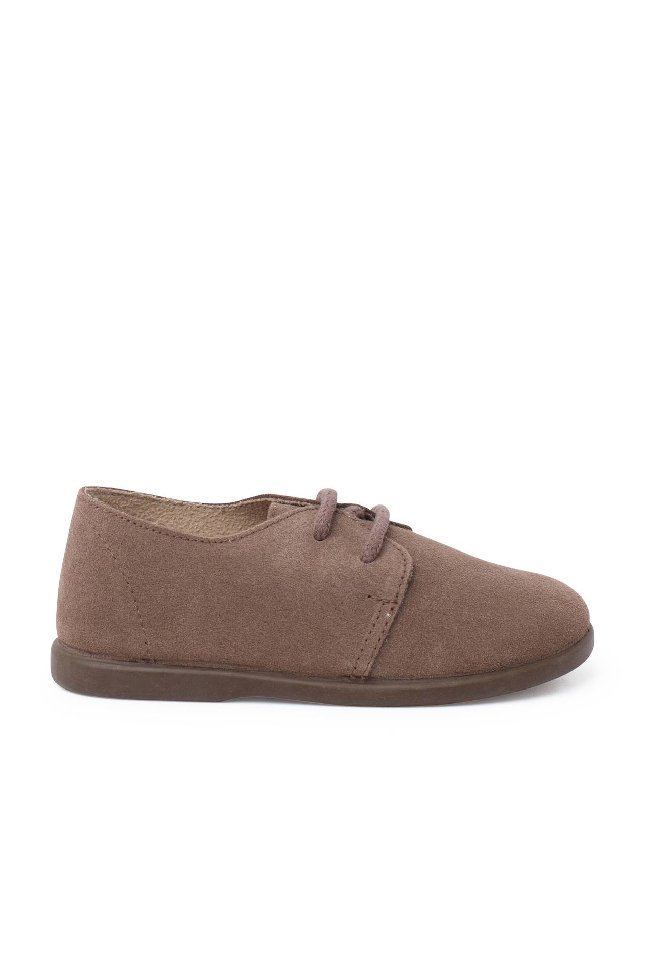 Derbies Suède Lacets Garçon Semelle Fine Taupe