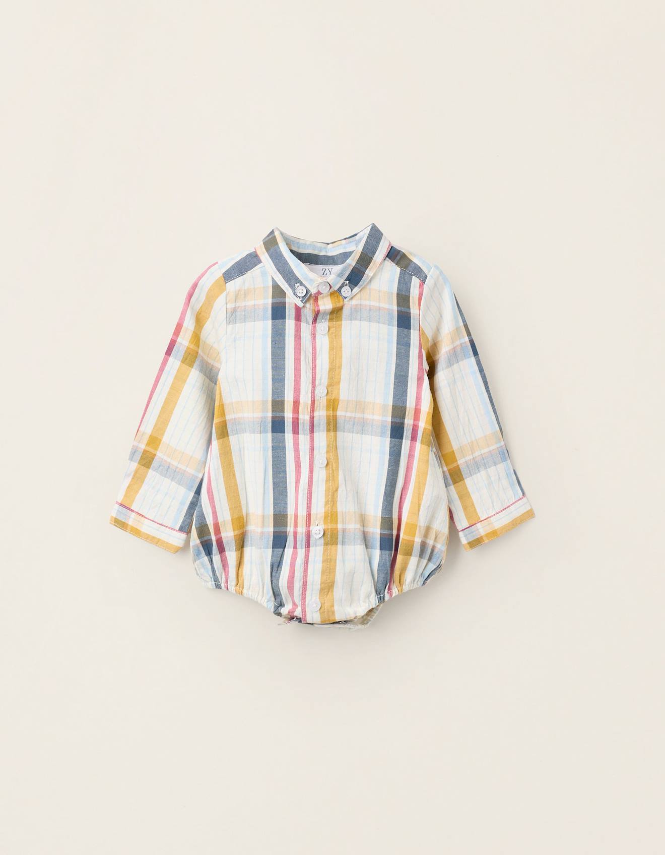 Body-chemise En Coton À Carreaux Brothers & Sisters Beige Clair