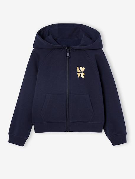 Fille-Pull, gilet, sweat-Sweat fille zippé à capuche sport 