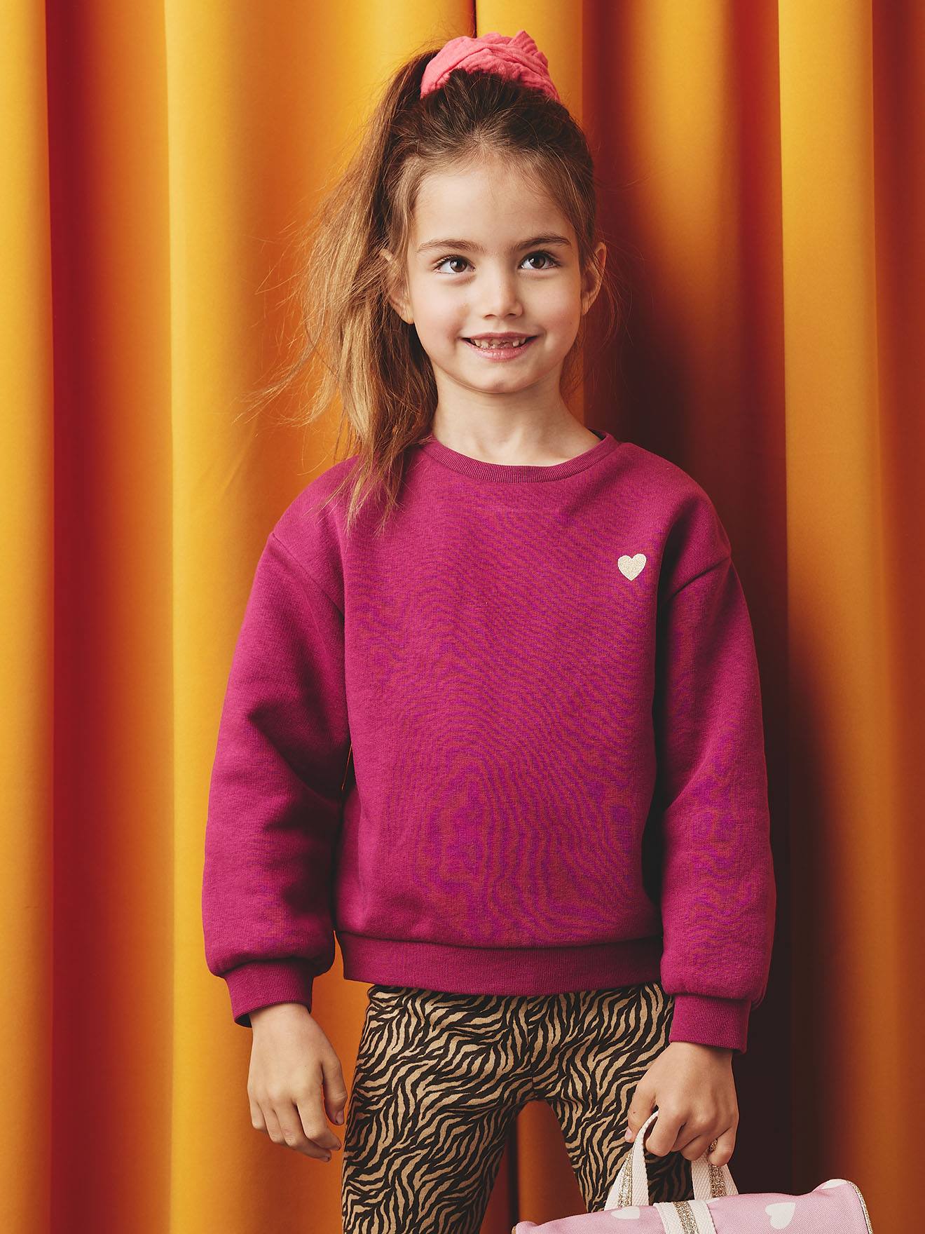 Vertbaudet - Sweat motif placé fille violine