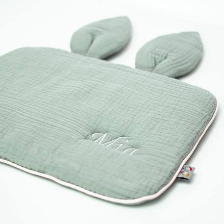 Oreiller plat lapin en gaze de coton jeanne Beige+Blanc+Blanc à pois or+Bleu+Camel+Écru+Gris clair+Terracotta+Vert de gris 48 - vertbaudet enfant 