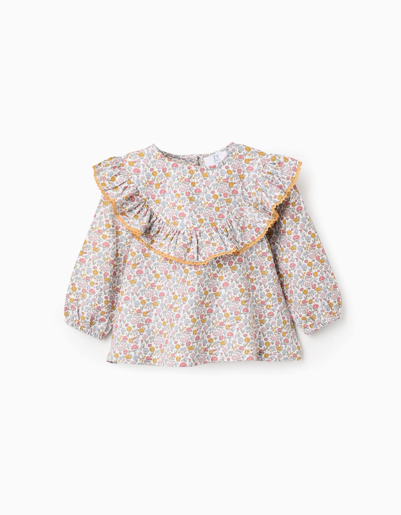 Chemisier Floral En Coton Beige Clair