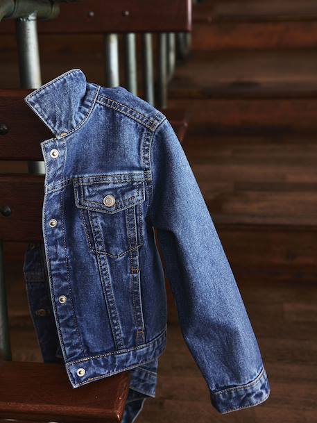 Veste jean fille bleu clair+bleu moyen 7 - vertbaudet enfant 