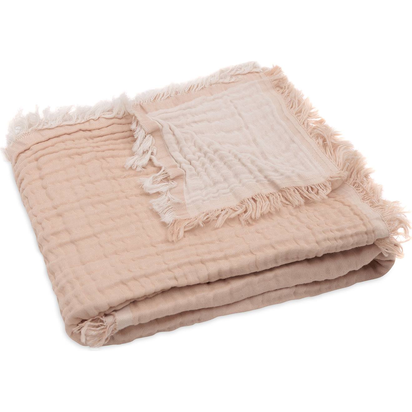 Couverture En Coton Fringe Moonstone-ivory (75 X 100 Cm) Corail