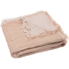 Linge de maison et décoration-Couverture en coton fringe moonstone-ivory (75 x 100 cm)