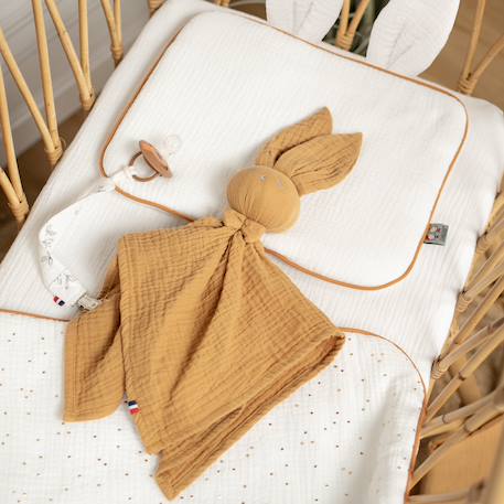 Oreiller plat lapin en gaze de coton jeanne Beige+Blanc+Blanc à pois or+Bleu+Camel+Écru+Gris clair+Terracotta+Vert de gris 7 - vertbaudet enfant 