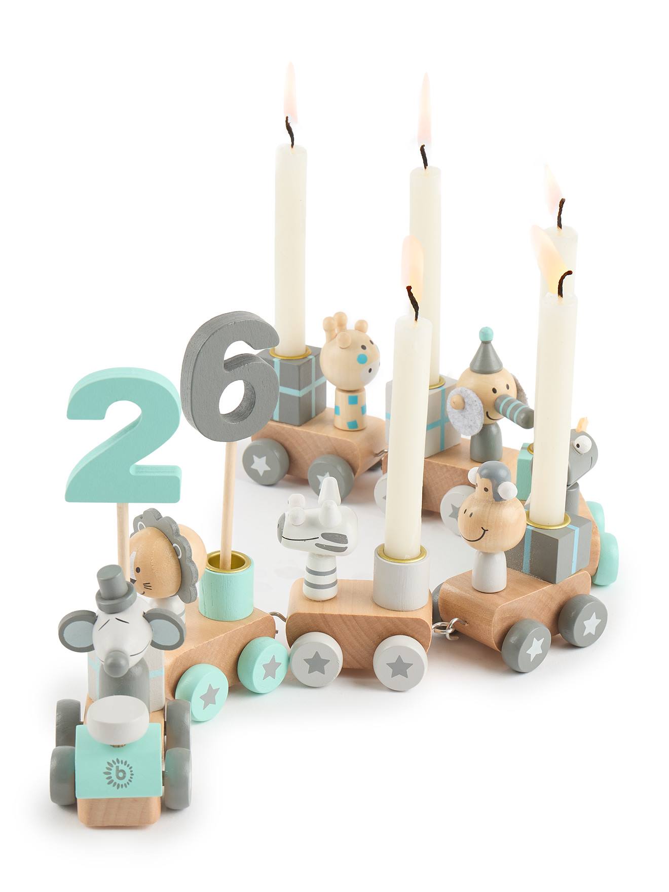 Train D’anniversaire En Bois 0-99 Ans, Scandi Scandi Avec Bougies