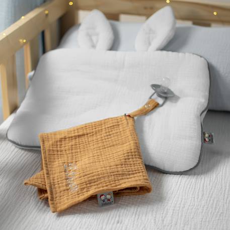 Oreiller plat lapin en gaze de coton jeanne Beige+Blanc+Blanc à pois or+Bleu+Camel+Écru+Gris clair+Terracotta+Vert de gris 37 - vertbaudet enfant 