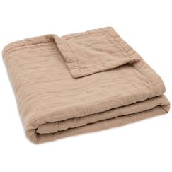 -Couverture en coton fringe moonstone-ivory (75 x 100 cm)