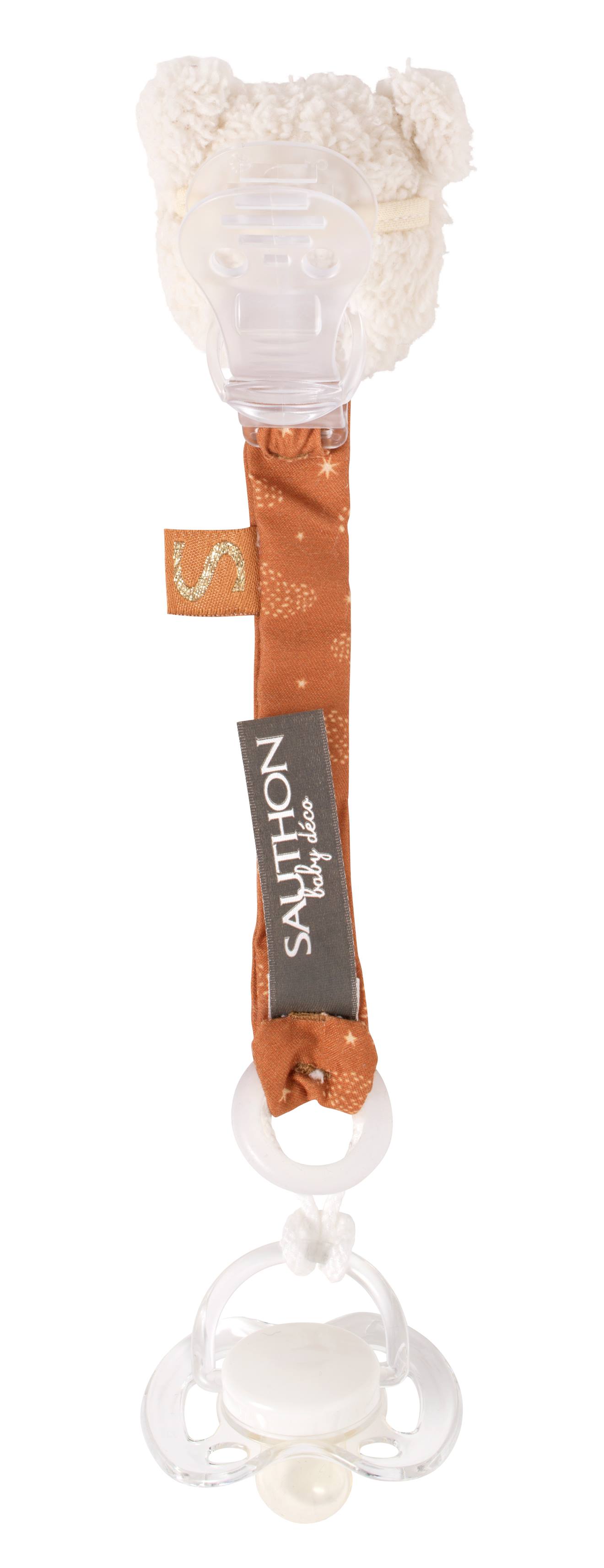 Attache-tétine Bébé - Orsino Blanc/marron (Sauthon) - Image 1