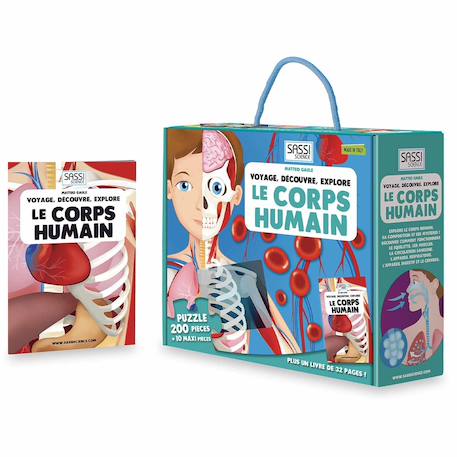 Puzzle & livre - voyagez découvrez explorez le corps humain Bleu 1 - vertbaudet enfant 