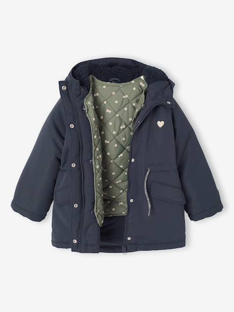 Parka fille à capuche 3 en 1 parka + veste matelassée  - vertbaudet enfant