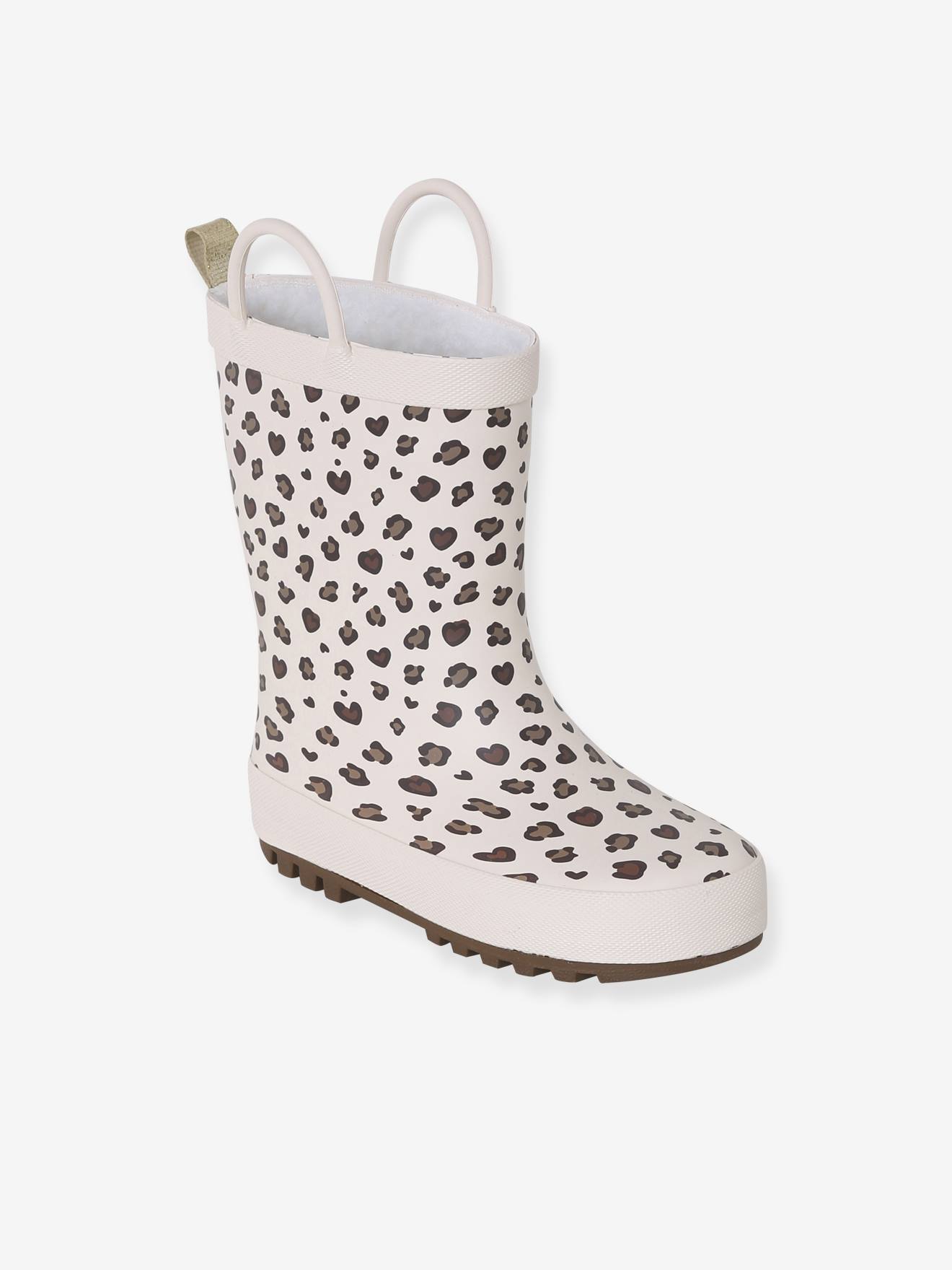 Bottes de pluie fille caoutchouc imprimé collection maternelle beige imprimé