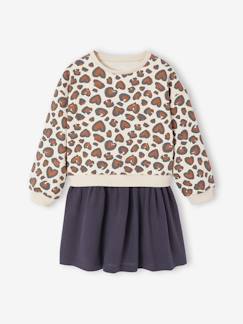 -Robe fille 2 en 1 molleton et gaze de coton 