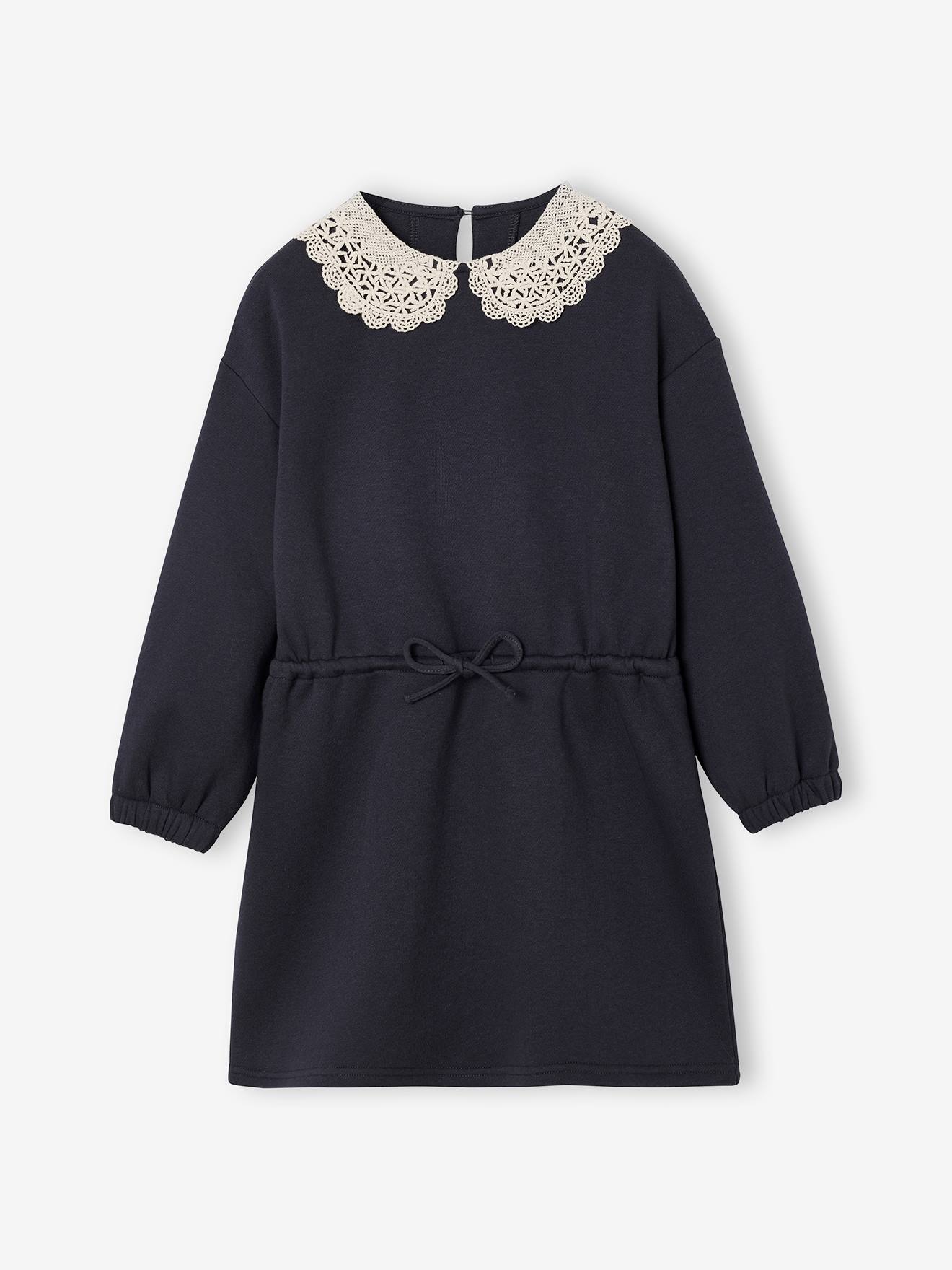 Robe molleton col en macram fille gris ardoise 12 €