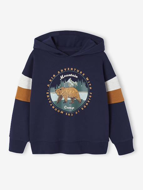 Garçon-Pull, gilet, sweat-Sweat garçon à capuche motif placé