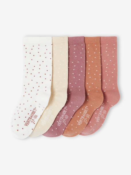 Fille-Lot de 5 paires de chaussettes à pois fille
