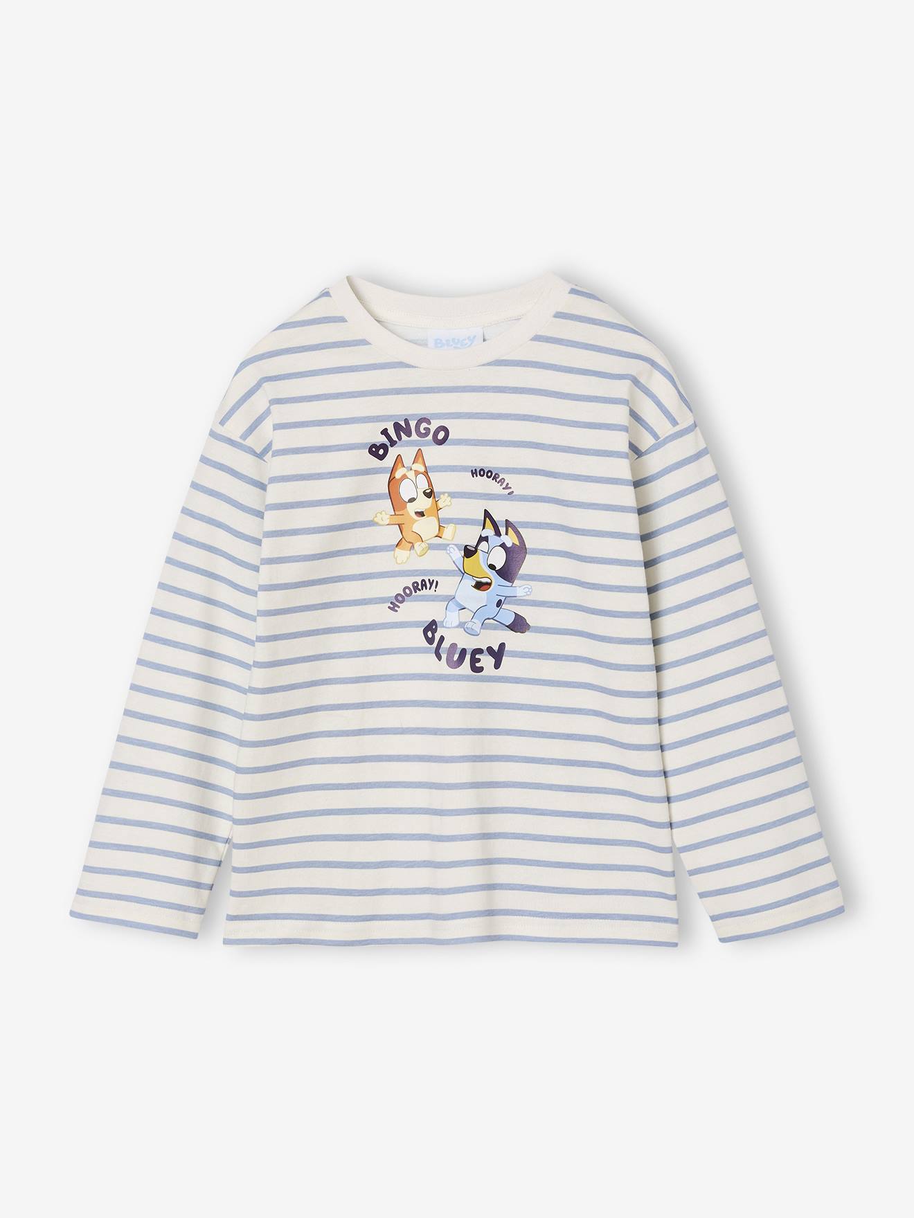Tee-shirt mixte Bluey à manches longues rayé bleu