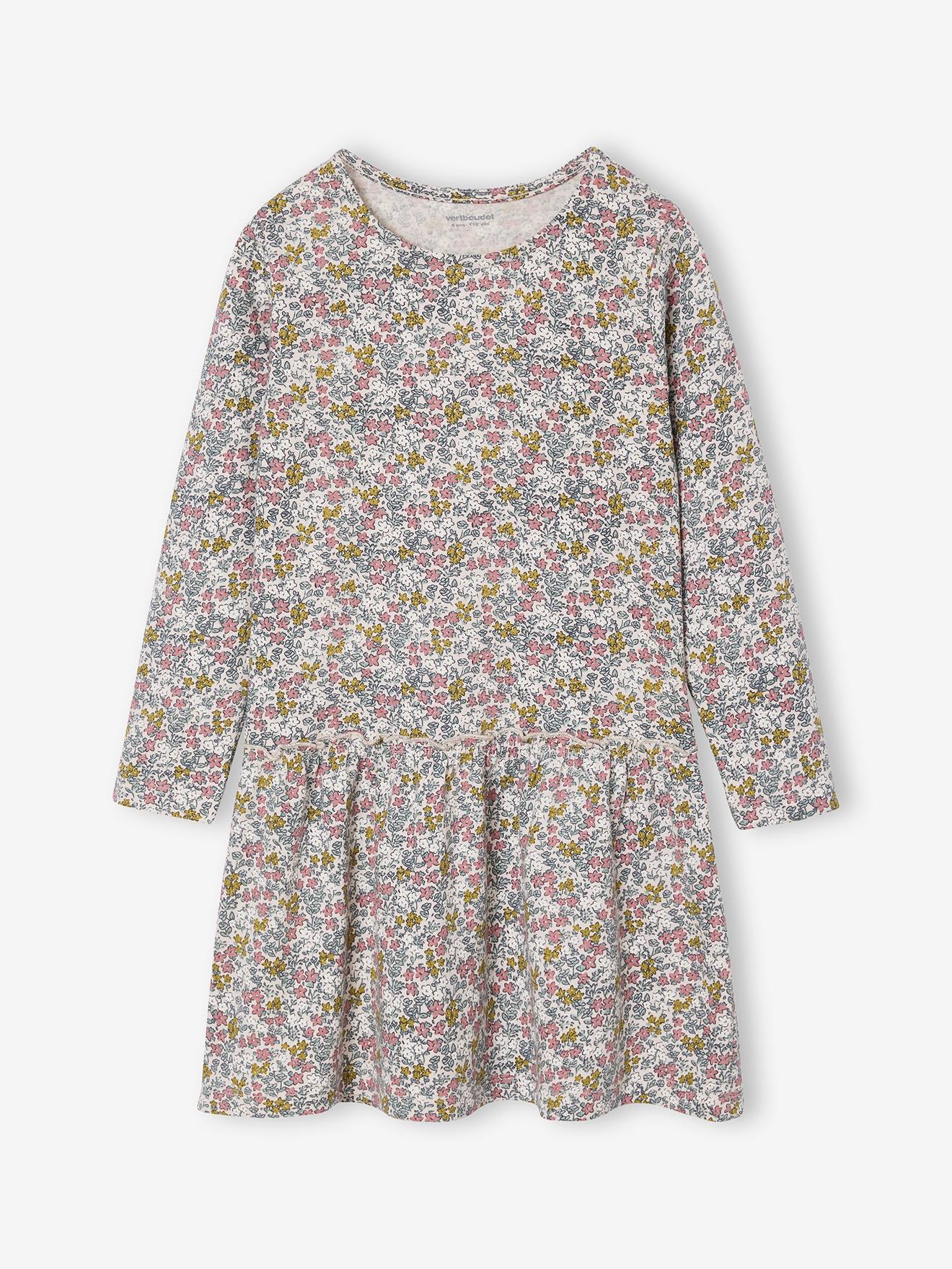 Robe imprime fille manches longues rose 6 €