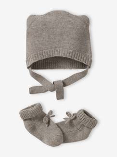 Kit naissance bonnet et chaussons laine et cachemire   - vertbaudet enfant