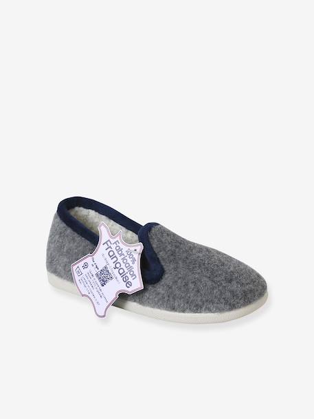 Chaussons velours élastiqués enfant - Fabriqués en France bleu+gris 7 - vertbaudet enfant 