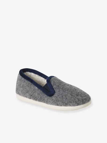 Chaussons velours élastiqués enfant - Fabriqués en France bleu+gris 8 - vertbaudet enfant 